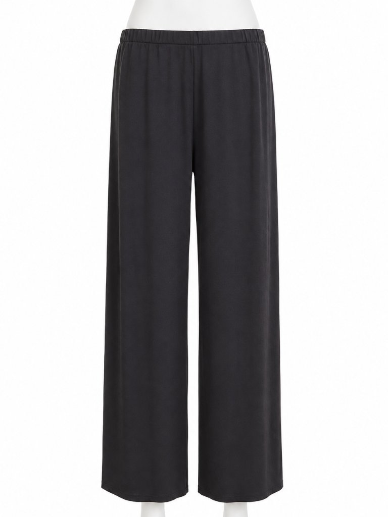 Drapers & Damons Pants Women Medium Black 100% Silk Wide Leg Elastic Waist Flowy